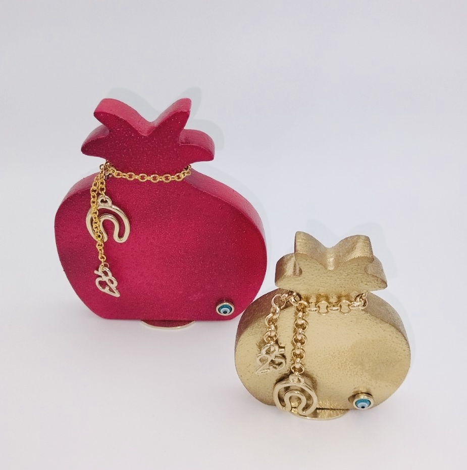 Lucky Charm 2025 Pomegranate Colored with Gold Plated details